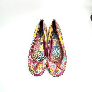 Sperry rubber ballet flats Bow shoes sz 10 Pink‎ multi floral Waterproof